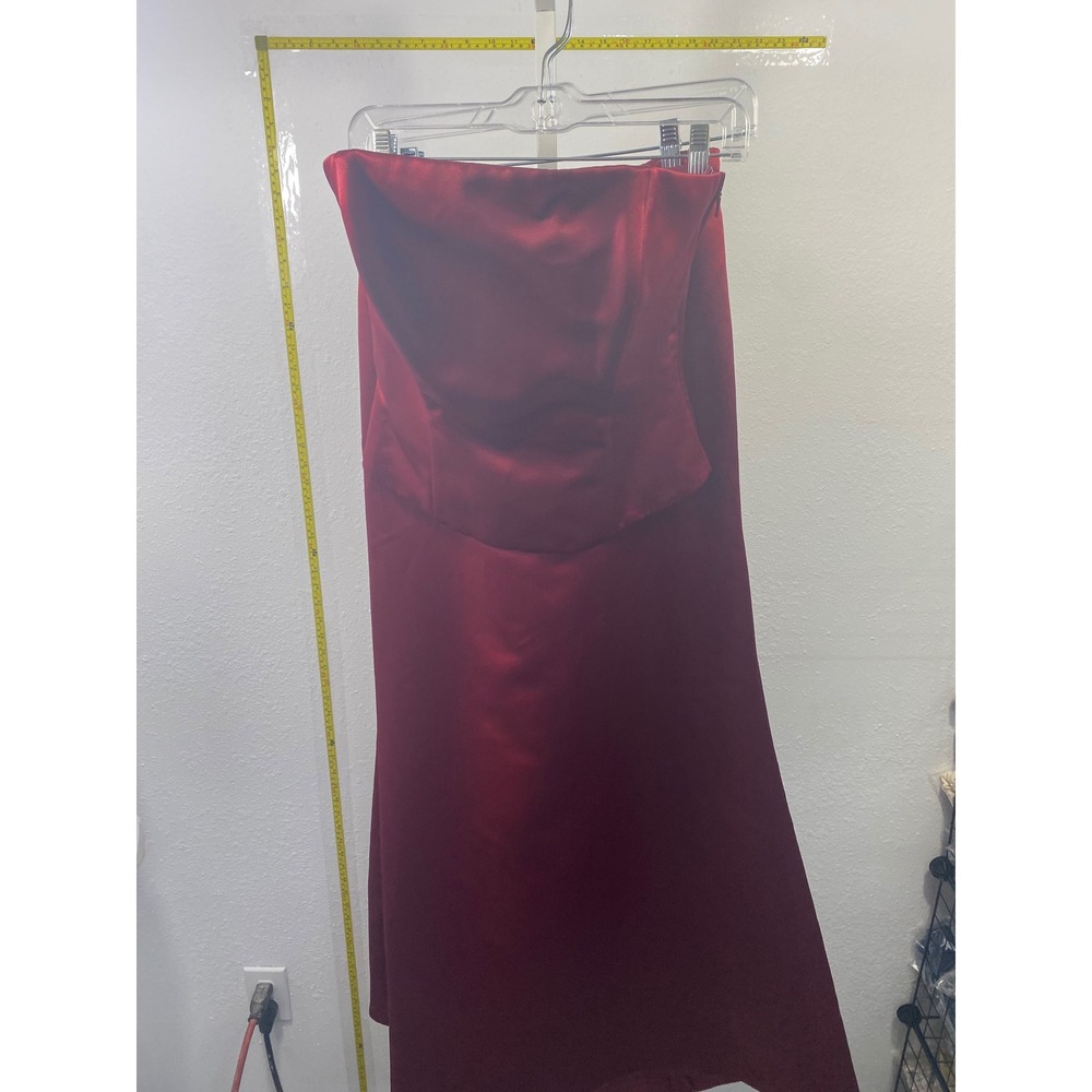 Watters & Watters Red Satin 2 Piece Formal Set Strapless Corset Maxi Skirt Sz 10